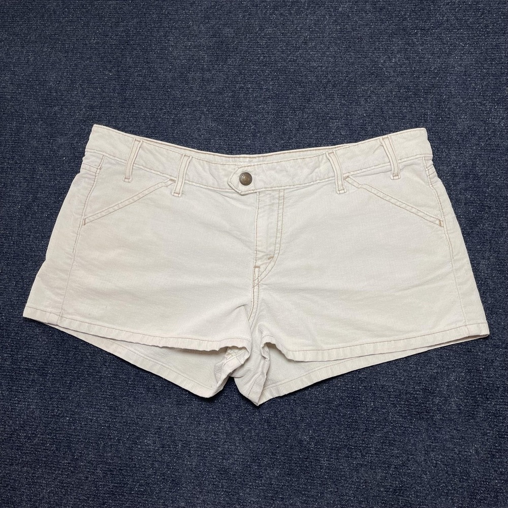 Y2K Levis Mini Shorts Womens 35" Beige Corduroy Chino 3" Inseam Low Rise Summer